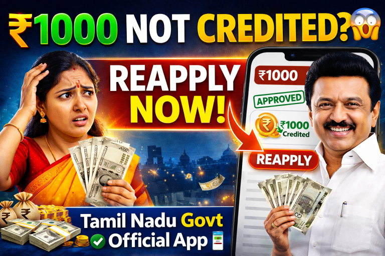 Tamil Nadu Government ₹1000 Women Rights Scheme – Reapply Process & Ration Card Apply Guide 2026