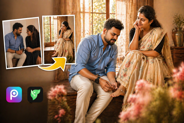 💖 Trending Couple Photo Editing Style – Step-by-Step Tutorial (Create Romantic Anklet Scene Easily)