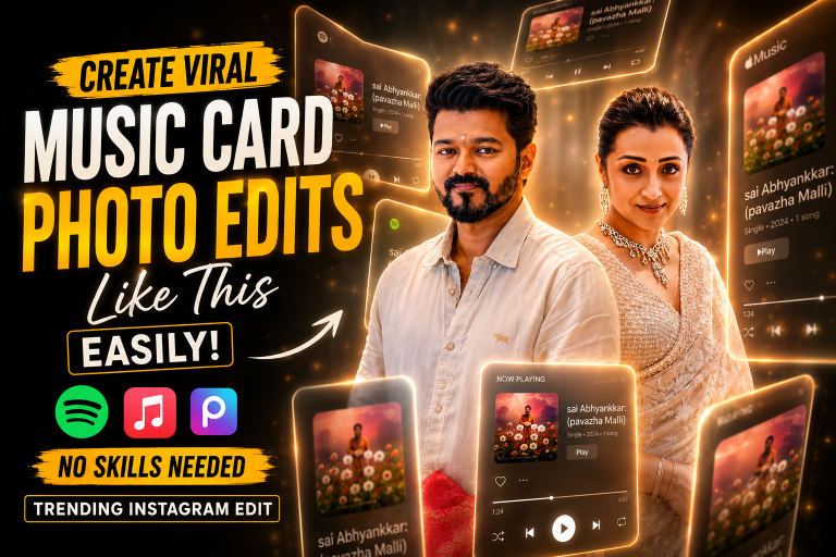 Create Viral AI Music Card Photo Edits for Instagram 🎵✨