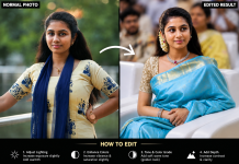 Trisha Blue Saree AI Edit Trend Goes Viral โ Transform Normal Photos into Cinematic Traditional Portraits