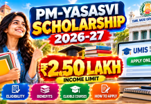 PM-YASASVI Scholarship 2026–27: College Students Can Apply Through UMIS